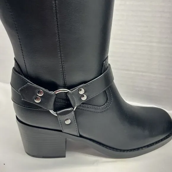 MARC FISHER Laile2 Block Heel Knee High Harness Motocycle Boots Brown SZ 9 NEW - Picture 4 of 10